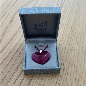 Lalique Pink Heart Pendant Necklace